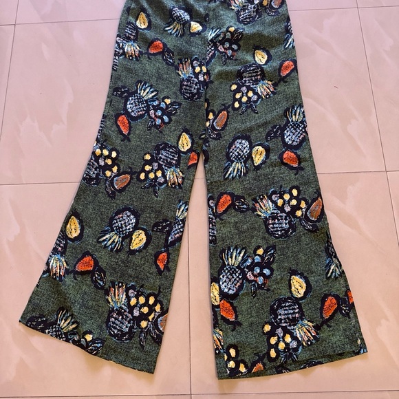 Floral Wide Leg Pants - Green and Multicolor - Picture 13 of 14